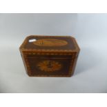 A 19th Century Shell Inlaid Two Division Mahogany, Walnut and Boxwood Tea Caddy with Brass Hinges,