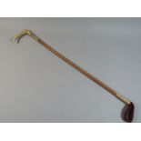 A Ladies Riding Crop with Silver Plated Mount Inscribed 'A Wedding Present From Denis Buckley to