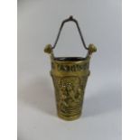 A Heavy Moulded Brass Bucket or Mortar Decorated in Relief with Religious Scenes,