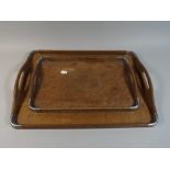 Two Wooden Rectangular Drinks Trays