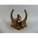 A Nice Quality French Gilt Metal Ink Stand with Horseshoe and Cherub Mounts,