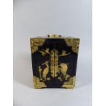 A Brass Mounted Oriental Three Drawer Collectors Cabinet with Carrying Handle and Decorated with