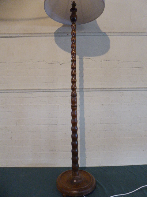 An Edwardian Oak Standard Lamp with Bobbin Support