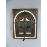 A Decorated Eastern Metal Mounted Mirror in the Form of Opening Window,