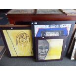 Three Framed Modern Art Oils on Canvas