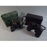 A Pair of Sakura Camouflage 50x50 Binoculars Together with a Cased Pair of Boots Binoculars