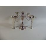 A Pair of Silver Plated Vases and a Four Branch Silver Plated Candelabra, Latter,