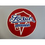 A Circular Reproduction Cast Metal Foden Vehicles Sign,