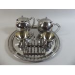 A Stainless Steel Old Hall Cottage Four Piece Tea Service,