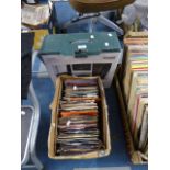 A Box of 45rpm Records to Include Frank Sinatra, Perry Como, The Shadows, The Carpenters,