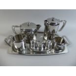 An Old Hall Four Piece Tea Service with Tray Together with Cruet Set