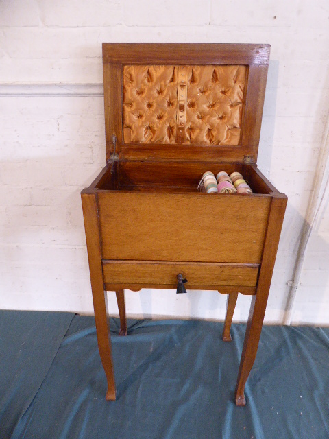 An Edwardian Lift Top Sewing Box with Fitted Interior Containing Cottons, Buttons and Accessories, - Image 2 of 2