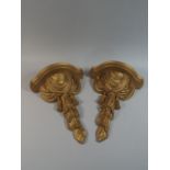 A Pair of American Syroco Wood Gilt Decorated Wall Sconces,