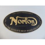 A Reproduction Oval Cast Metal Norton Motorcycle Sign, 33cm Wide,