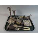 A Collection of Silver Plate to Include Dressing Table Mirror and Brush, Fish Servers,