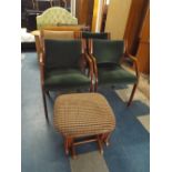 A Set of Four Waiting Room Chairs and a Canadian Rocking Stool