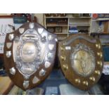 Two 1950's Athletic Shields with Silver Plated Mounts