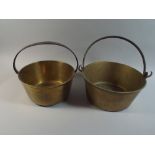 Two Late Victorian Brass Jam Kettles