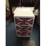 A Three Drawer Bedside Cabinet with Painted Union Jack Drawers
