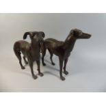 A Pair of Heavy Cast Metal Bronze Effect Studies of Greyhound Dog and Bitch,