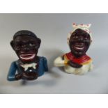 A Pair of Reproduction American Cast Metal Novelty Banks,