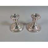 A Pair of Sheffield Plate Weighted Candle Sticks,