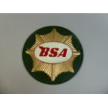 A Reproduction Circular Cast Metal BSA Sign, 24cm Diameter,