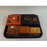 A Collection of Boxes to Include Two Oriental Lacquered Examples, Cigarette Dispenser,