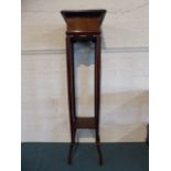 A Mahogany Edwardian Square Topped Jardiniere Stand with Stretcher Shelf,