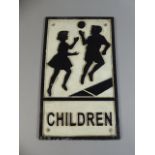 A Reproduction Cast Metal Sign, Children Playing,