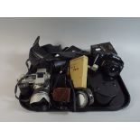 A Tray Containing Three 35mm Cameras, Box Camera,