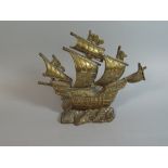 A Brass Model of a Three Masted Galleon,
