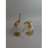 A Pair of Brass Stork Ornaments,