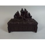 A Carved Black Forest Box, the Hinged Lid with Deer and Pine Tree Decoration,