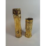 Two Brass Trench Art Shell Cases,