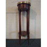 A Reproduction Brass Mounted Hardwood Two Tier Jardiniere Stand with Top Drawer and Brass Galleries,