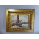 Thomas Hope McKay (1870 - 1930) A Gilt Framed Watercolour Depicting Fishing Barges in Harbour with