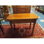 A Mahogany Lift and Twist Tea Table on Chamfered Supports,