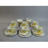 A Vintage Yellow Stanley Floral Tea Set Comprising Six Trios together with Sugar Bowl and Milk Jug.