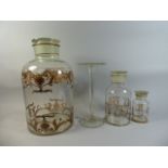 A Graduated Set of Three Chemists Jars with Painted Gilt Decoration, 46cm High,
