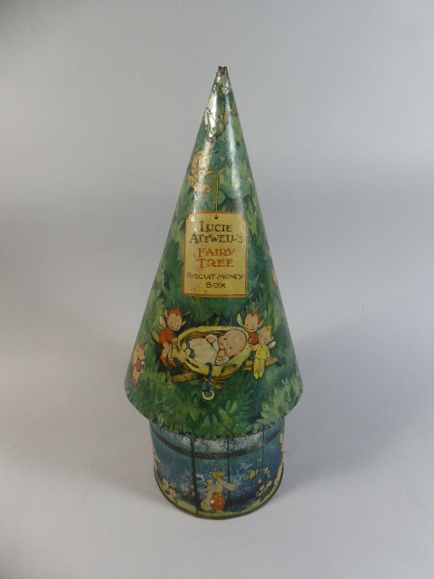 A Mabel Lucie Attwell Fairy Tree Biscuit Money Box, William Crawford and Sons.