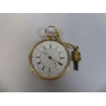 An 18ct Gold Cased Open Face Chronograph Pocket Watch.