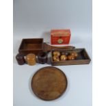 A Collection of 19th Century Treen Including a Chapel Offertory Box and a Charity Box,