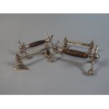 Two Pairs of Silver Plate Mounted Knife Rests, Arts and Crafts in the Manner of W.A.