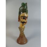 A 19th Century Carved Wood Puppet Head with Original Polychrome Painted Decoration Later Mounted on