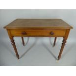 A Late Victorian Mahogany Side Table with Single Long Drawer, Turned Supports.