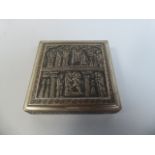 An Eastern Silver Box the Hinged Lid Decorated in Relief with King and Courtiers and King Fighting