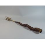 A Brass Mounted Novelty Toasting Fork Formed From an Indian Black Buck Antelope Horn,