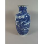 A Good Quality Chinese Blue and White Vase Depicting Fisherman Returning with their Haul.