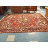 A Patterned Persian Carpet Square on Red Ground